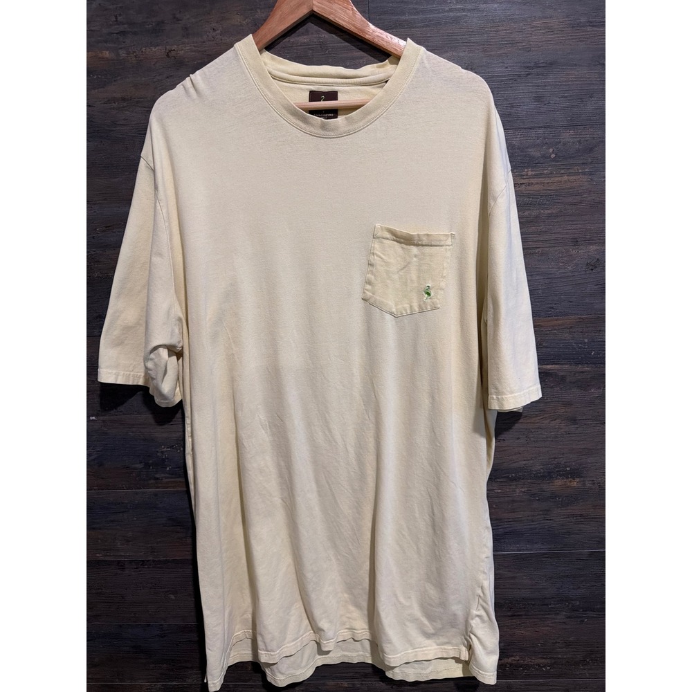Tailorbyrd Mens 2XLT Pale Yellow Pocket T-Shirt Flamingo Logo Cotton Blend Tall
